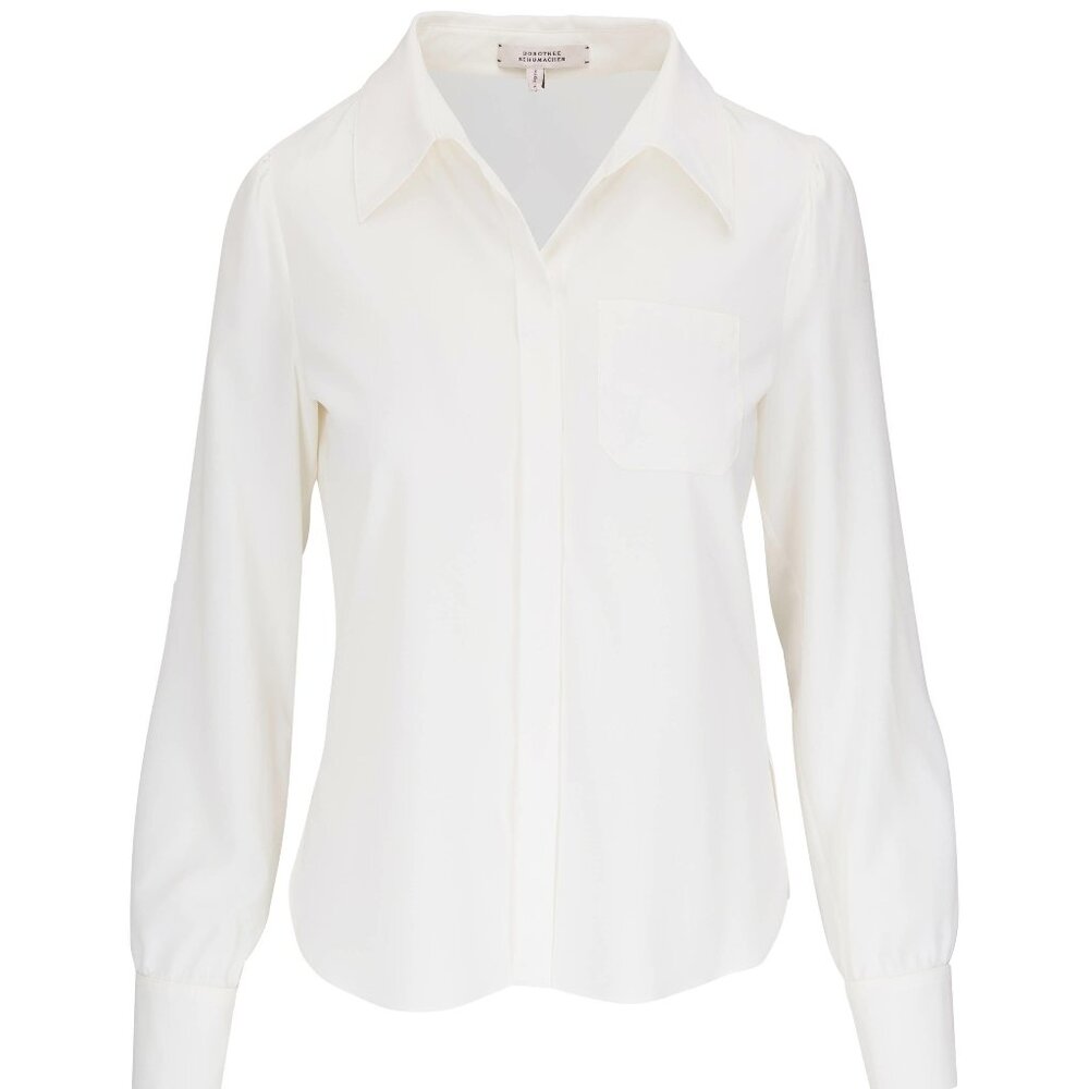 Dorothee Schumacher Modern Flow Blouse Womens White US Sz 10 NWT $480